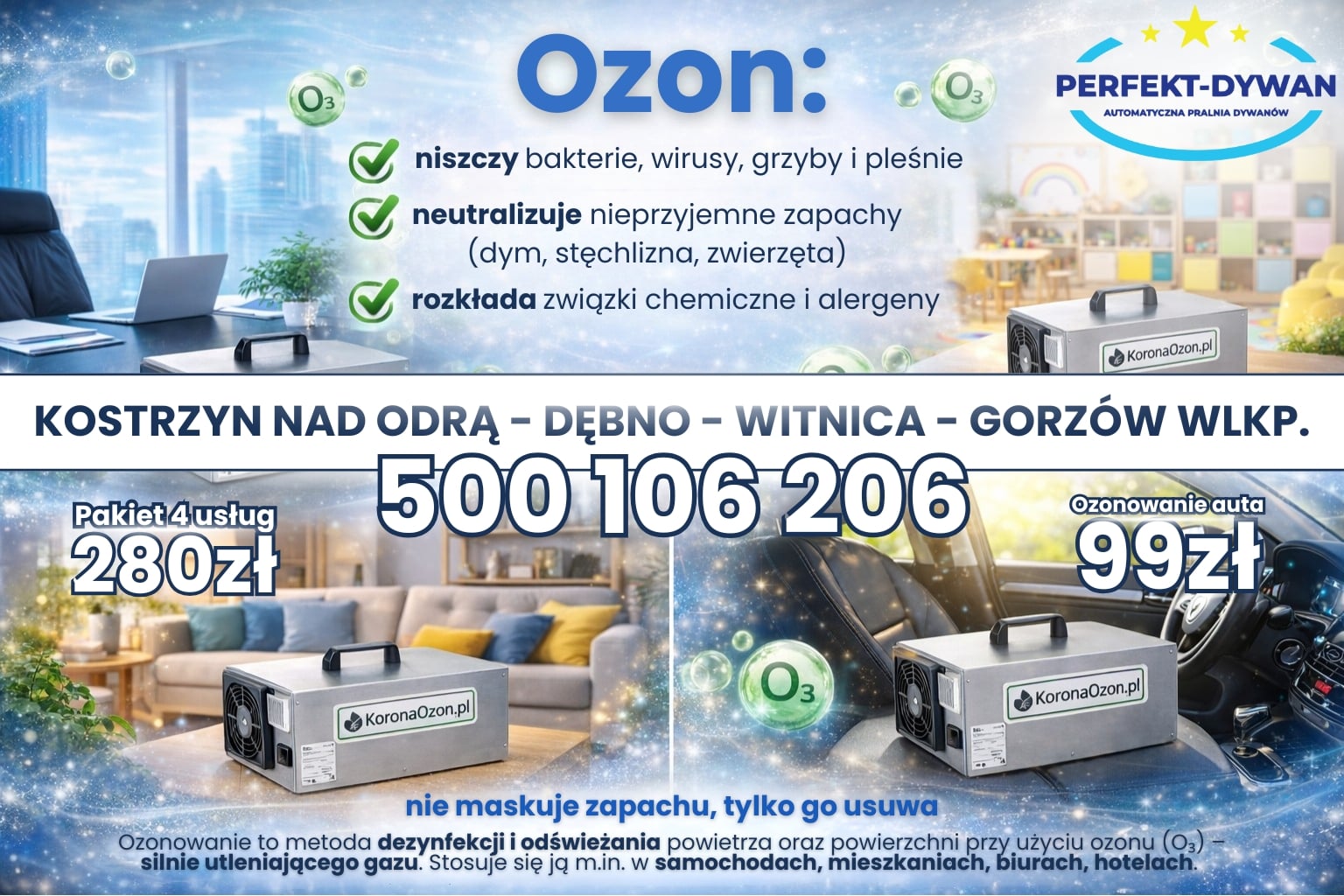 Ozonowanie pomieszczeń i samochodów — Perfekt Dywan